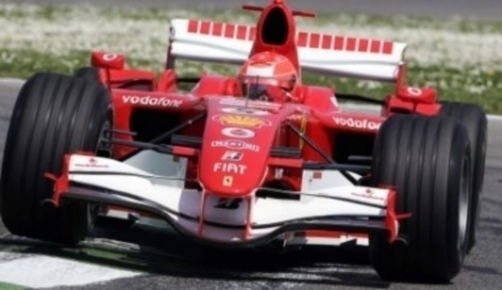Michael Schumacher a jeho formule 1 značky Ferrari