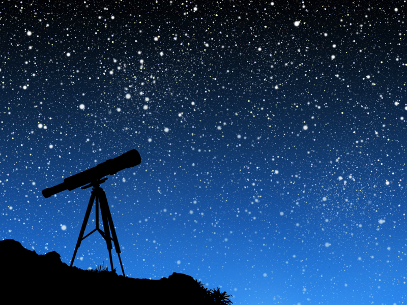Obrázek dalekohledu směřujícího k obloze